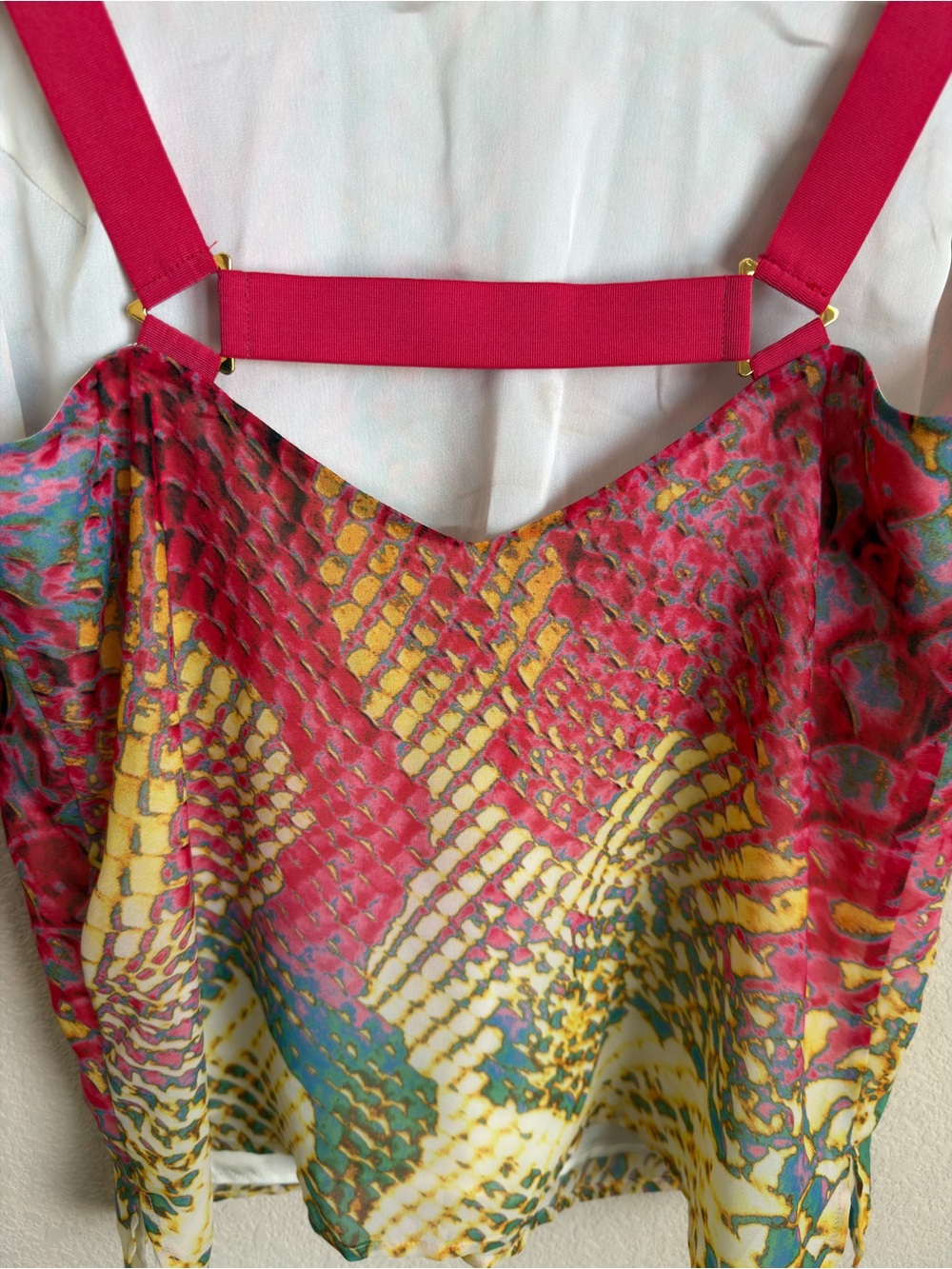 Ramy Brook Bennie Top M Multicolor Snakeskin Print Strappy Layered Chiffon Top - Picture 11 of 15